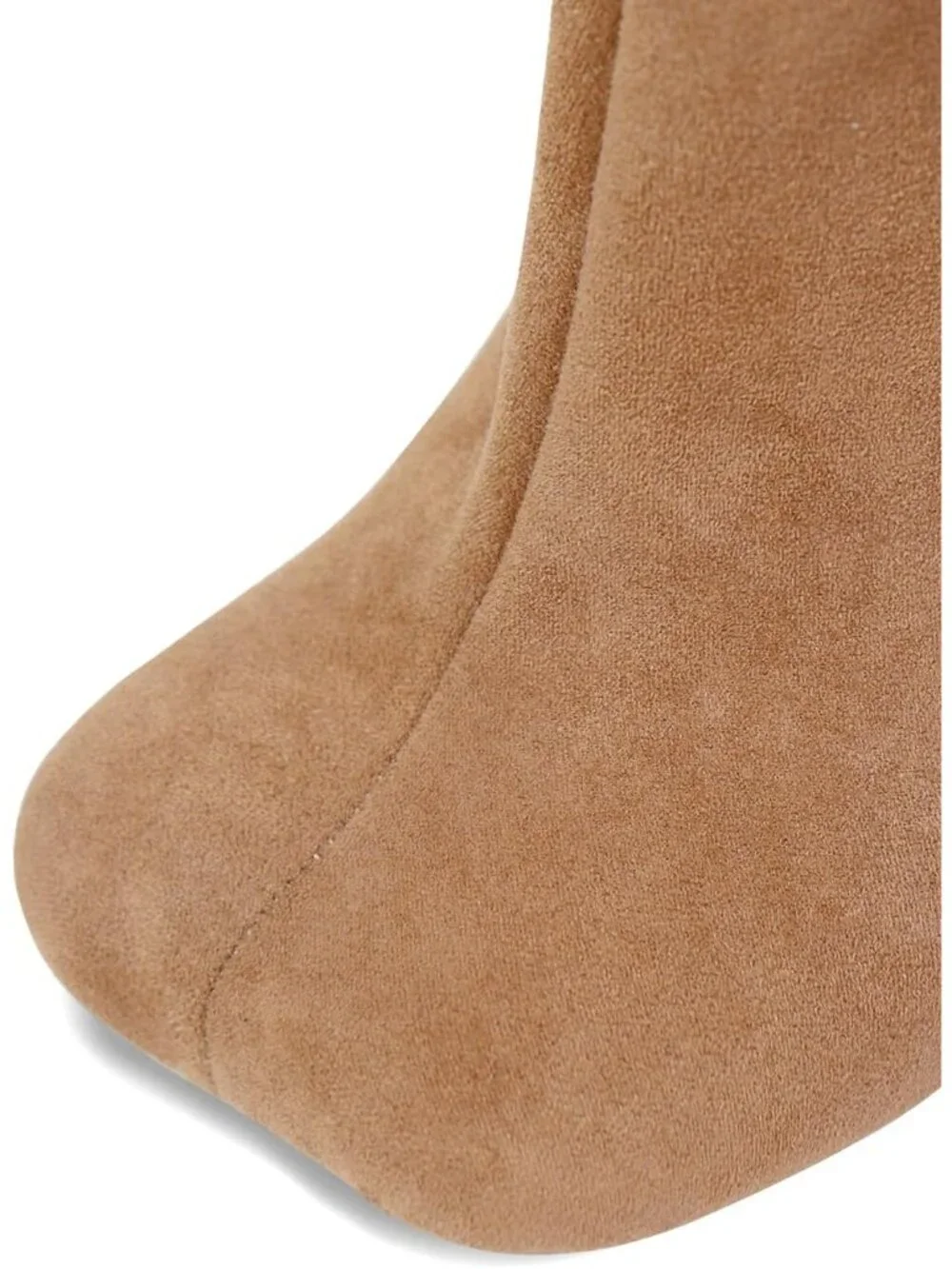 Women's Nude Faux Suede comfort Square Toe Kitten Heel Pull On Knee High Boots